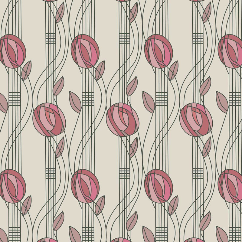 Charles Rennie Mackintosh Flower Design Curtain Upholstery Fabric