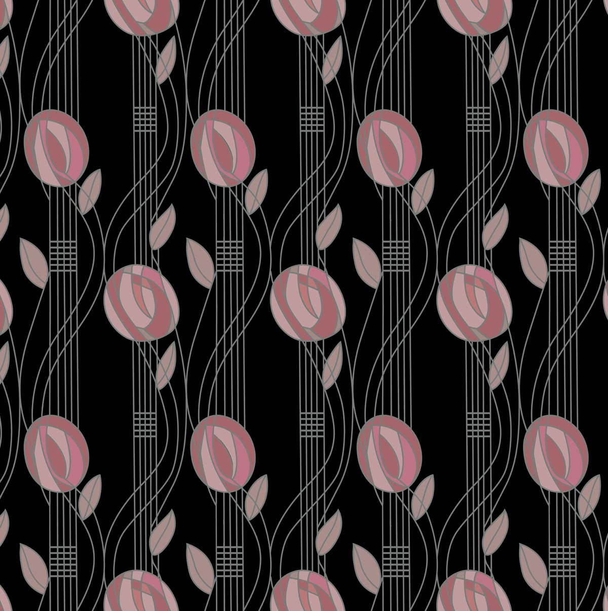 Charles Rennie Mackintosh Flower Design Curtain Upholstery Fabric