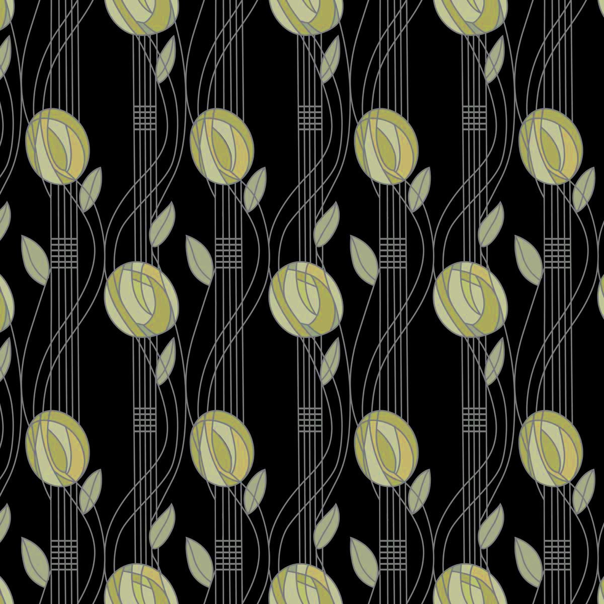 Charles Rennie Mackintosh Flower Design Curtain Upholstery Fabric