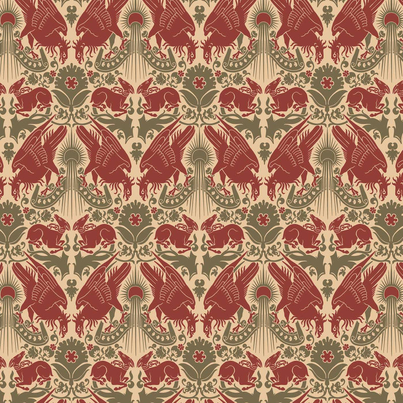 Hampton Court 14th Century Sicilian Falcons and Hounds Luxury Velvet