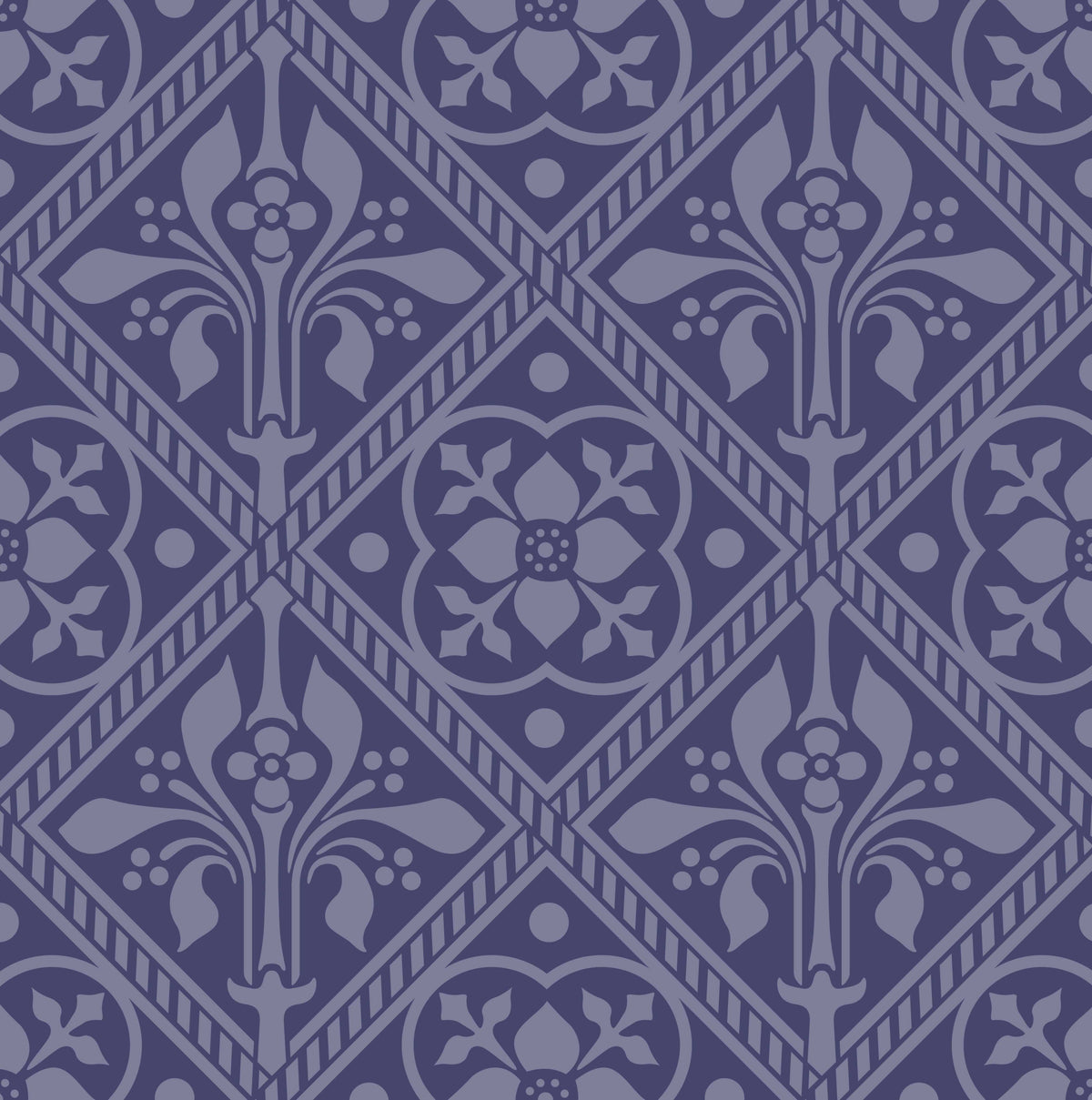Augustus Pugin Trellis Fleur de Lys Curtain Upholstery Fabric