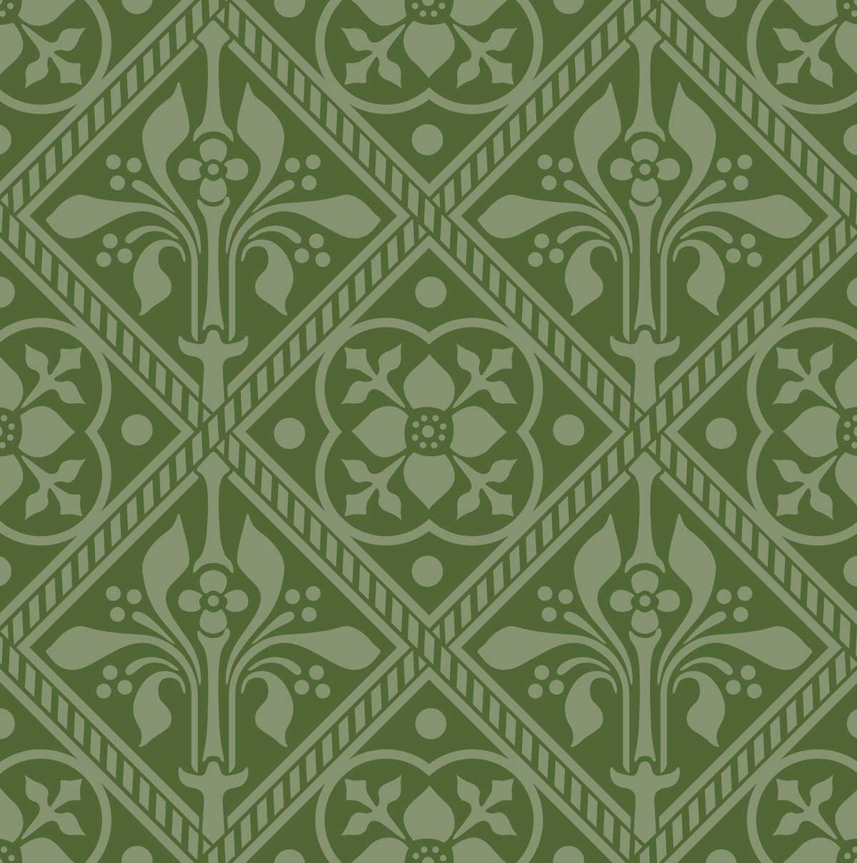 Augustus Pugin Trellis Fleur de Lys Curtain Upholstery Fabric