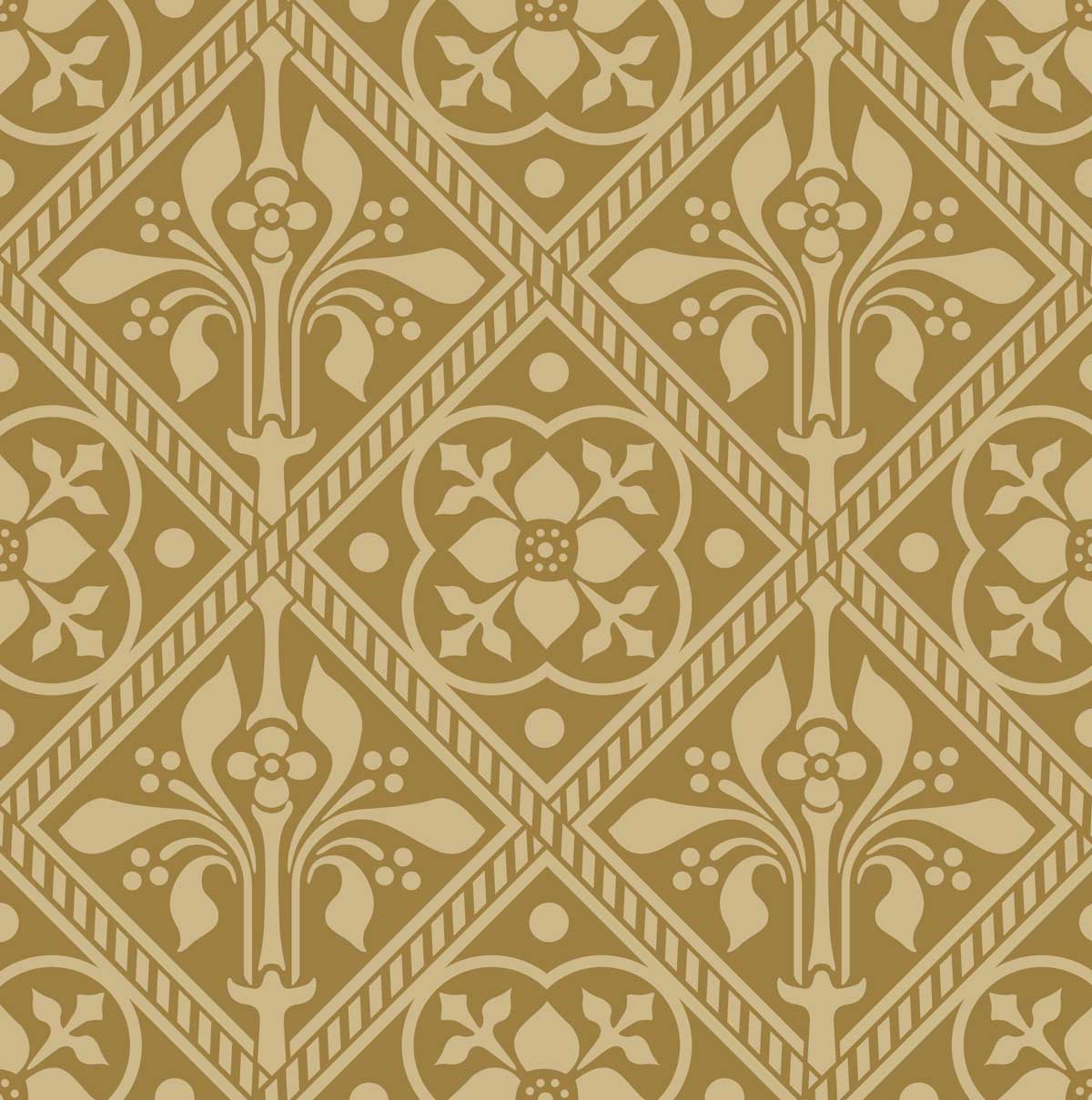 Augustus Pugin Trellis Old Gold Dyed Velvet