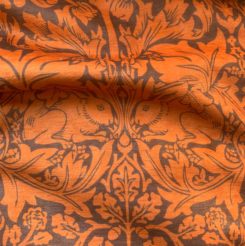 William Morris Brother Rabbit Turquoise Olive Velvet Curtain Upholstery Fabric