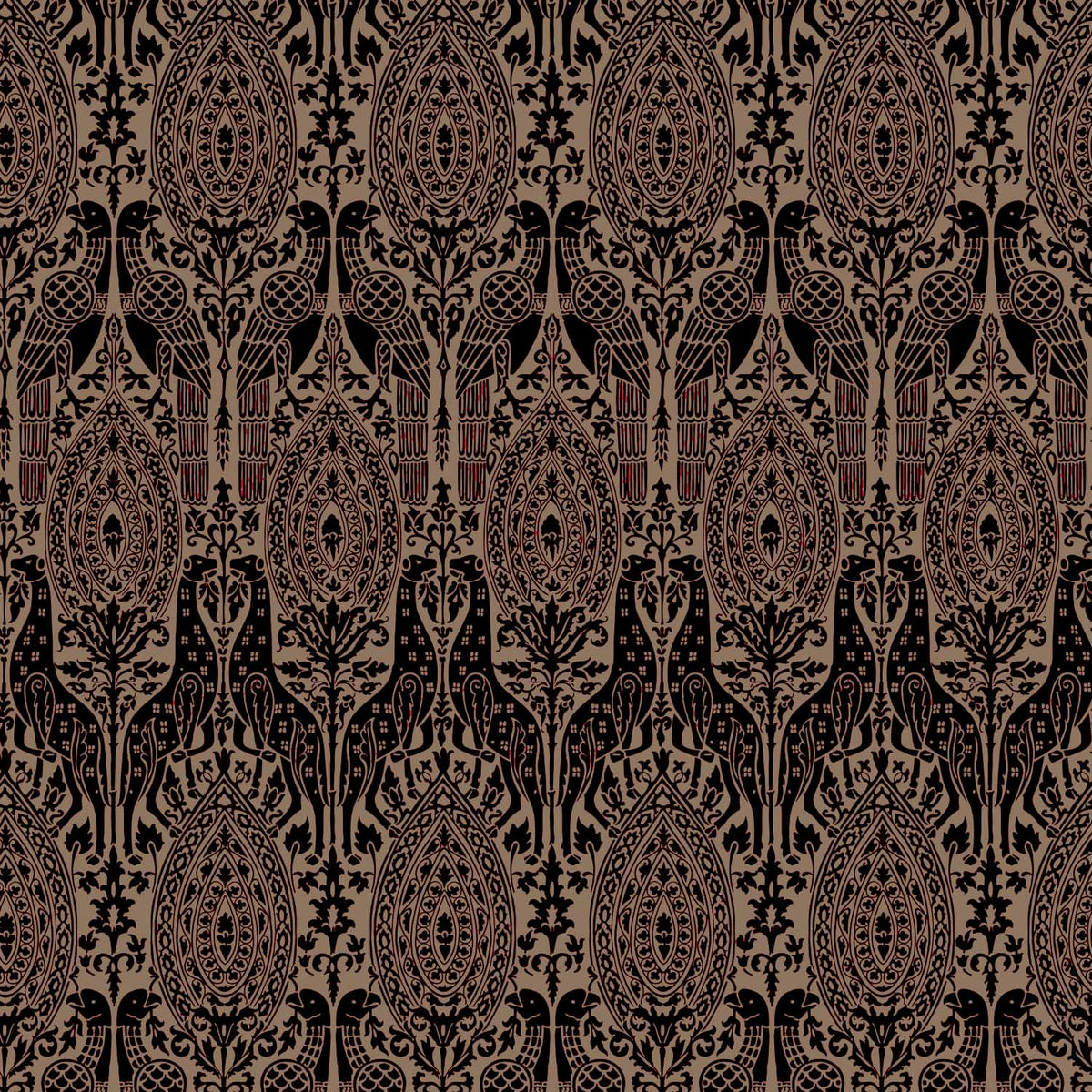 Guinevere Medieval 12th Century Sicilian Leopards and Eagles Luxury Velvet Taupe
