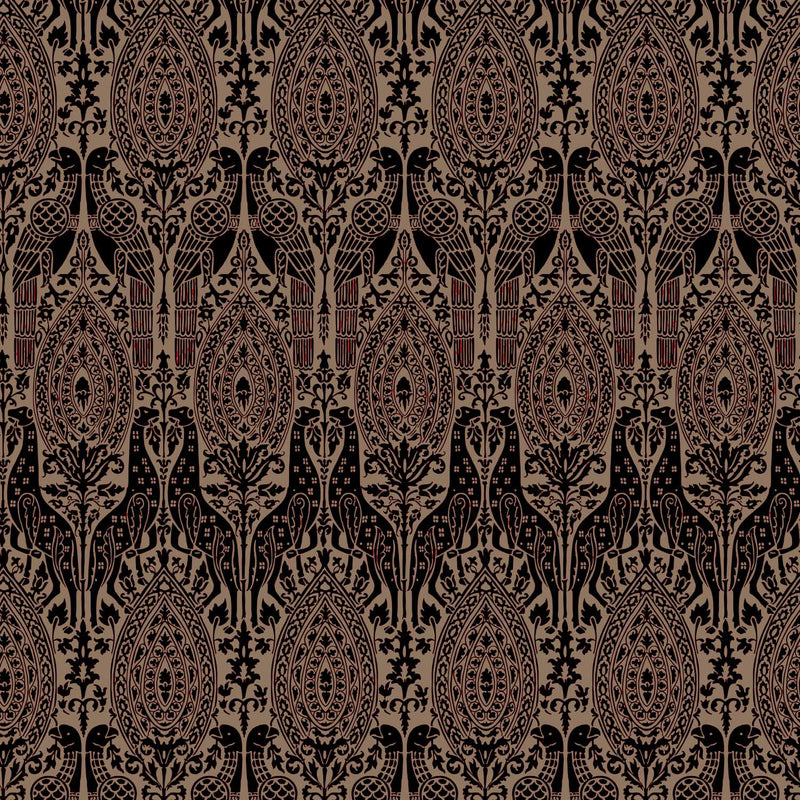 Guinevere Medieval 12th Century Sicilian Leopards and Eagles Luxury Velvet Taupe