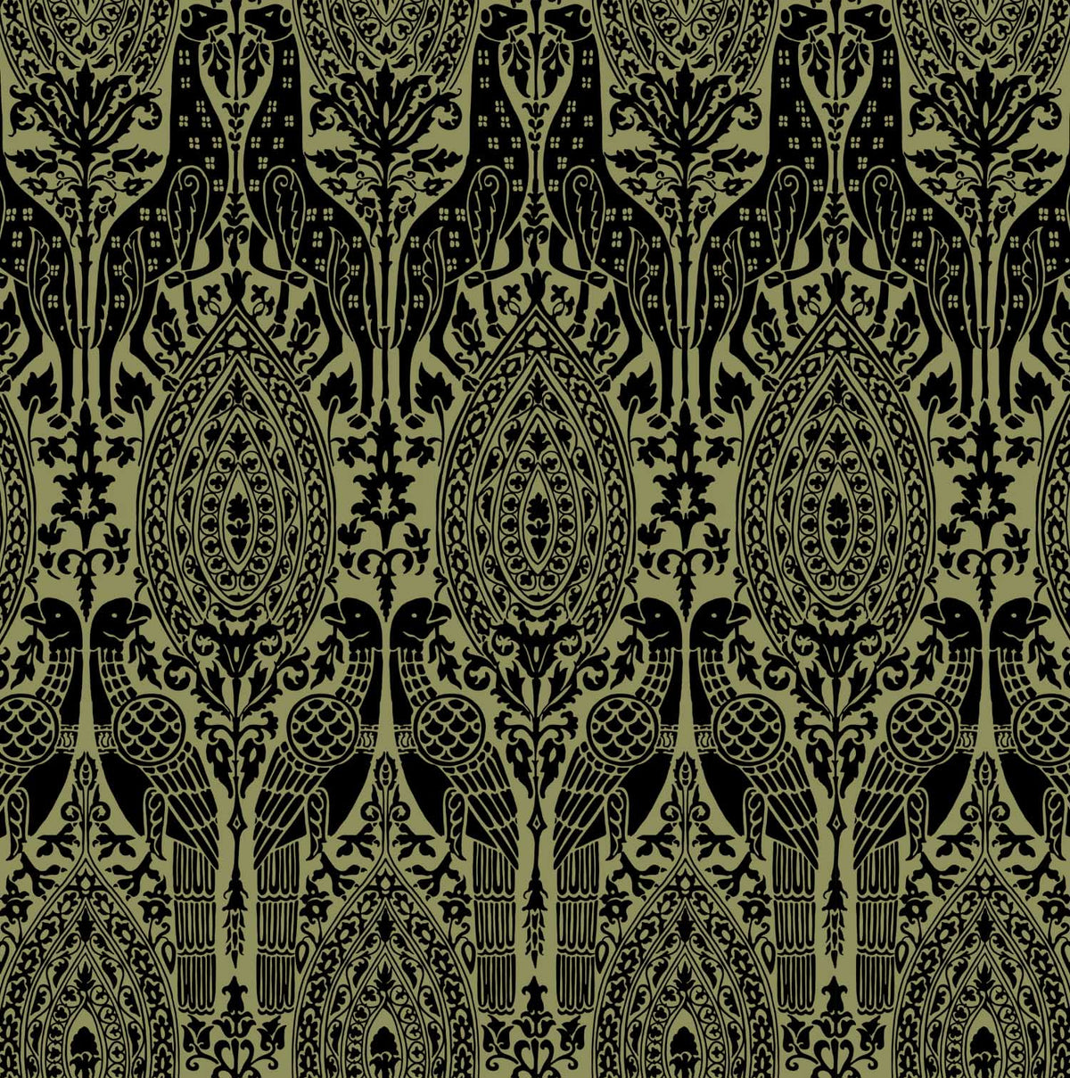 Guinevere Medieval 12th Century Sicilian Leopards and Eagles Luxury Velvet Old Gold