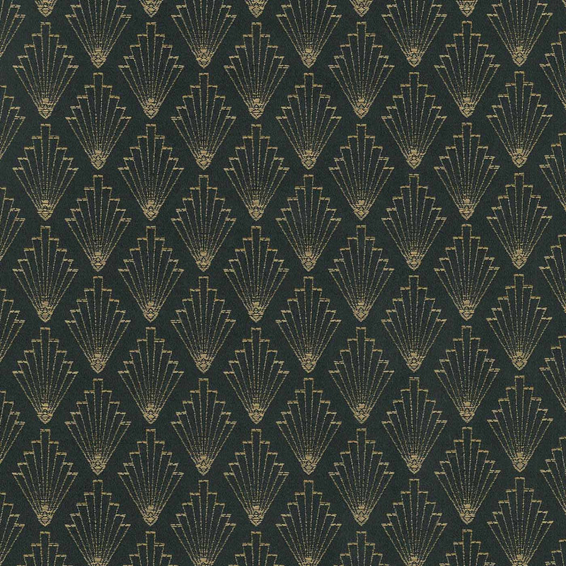 Art Deco Geometric Torch design black and gold upholstery fabric