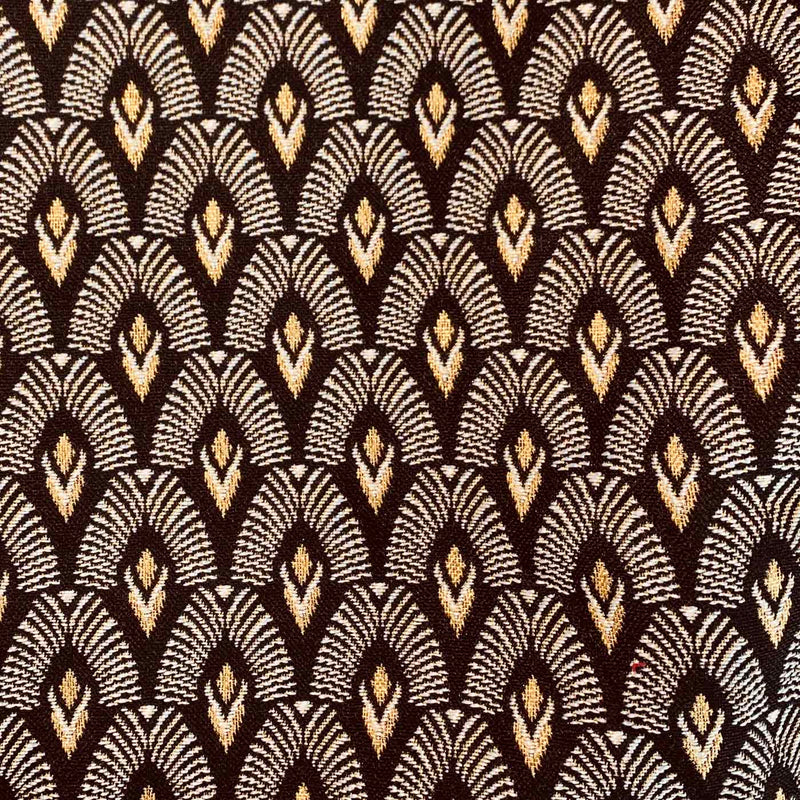 Art Deco black and gold hoops upholstery fabric