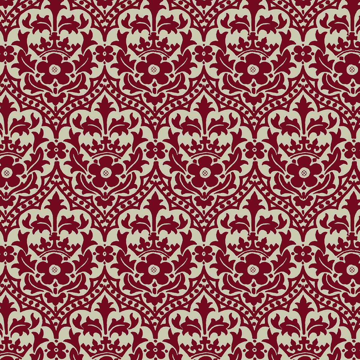 red and cream cotton print  fabric - Augustus Pugin Houses of Parliament Window Blind Red on Cream (Heavy Cotton)