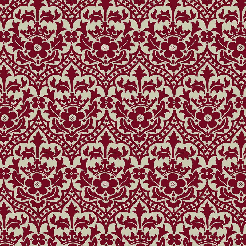 red and cream cotton print  fabric - Augustus Pugin Houses of Parliament Window Blind Red on Cream (Heavy Cotton)