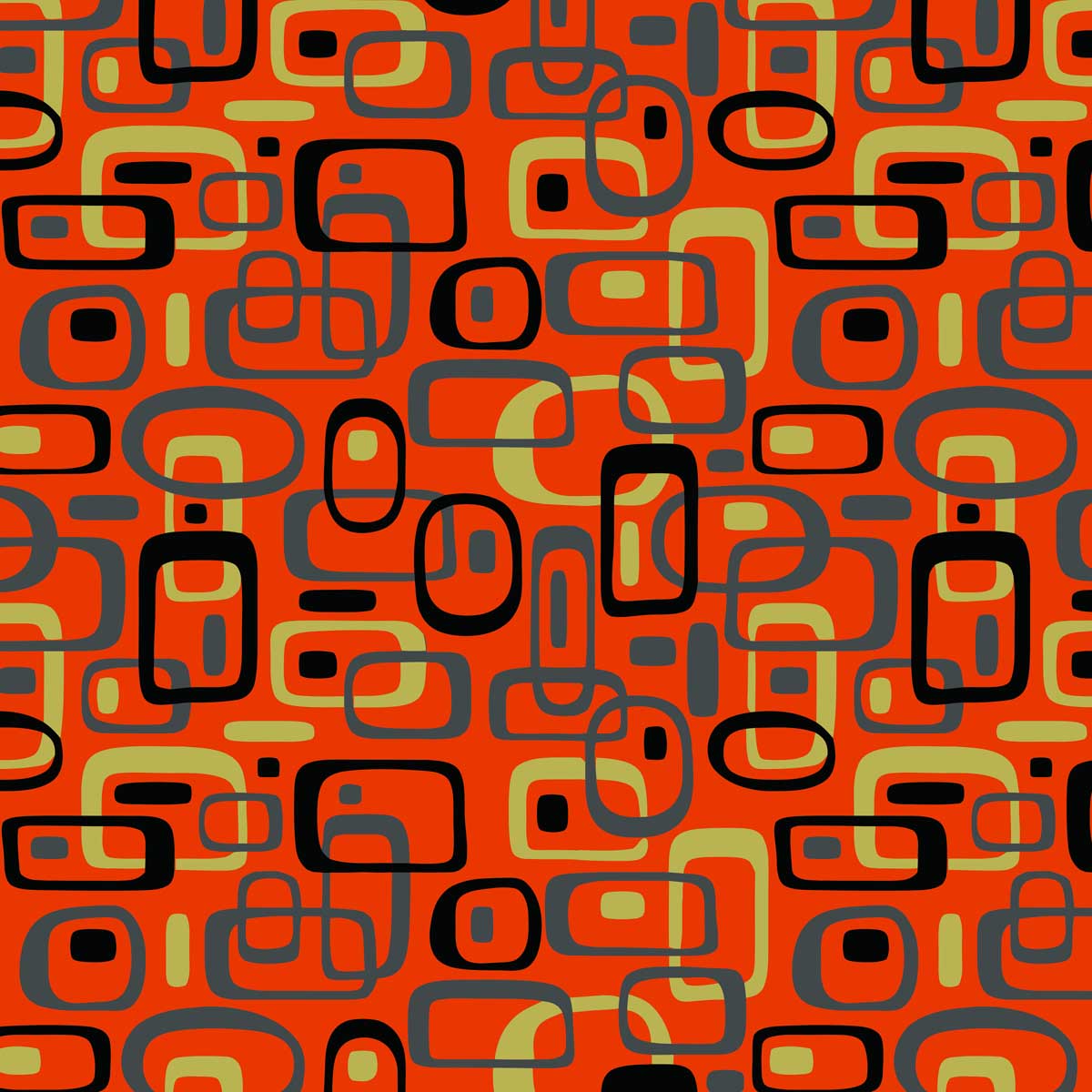 Mid Century Prints Atomic Rings Print Orange