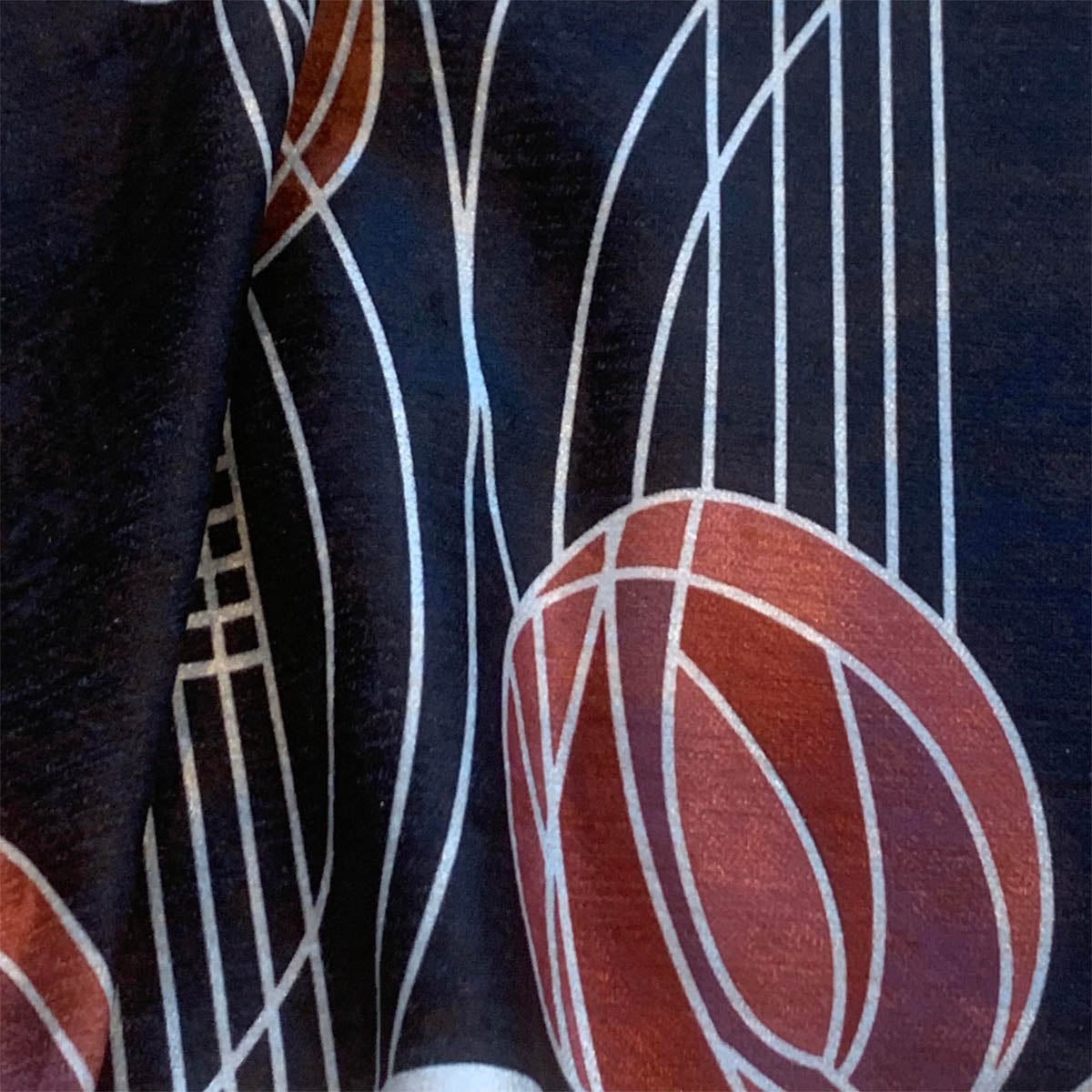 Charles Rennie Mackintosh Large Rose Design Velvet Red and Black