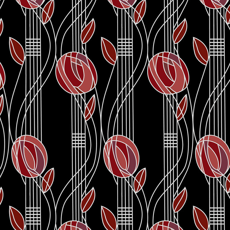 Charles Rennie Mackintosh Flower Design Curtain Upholstery Fabric