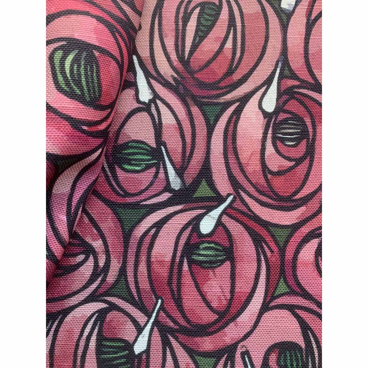 Charles Rennie Mackintosh Teardrop Roses Fabric Pink