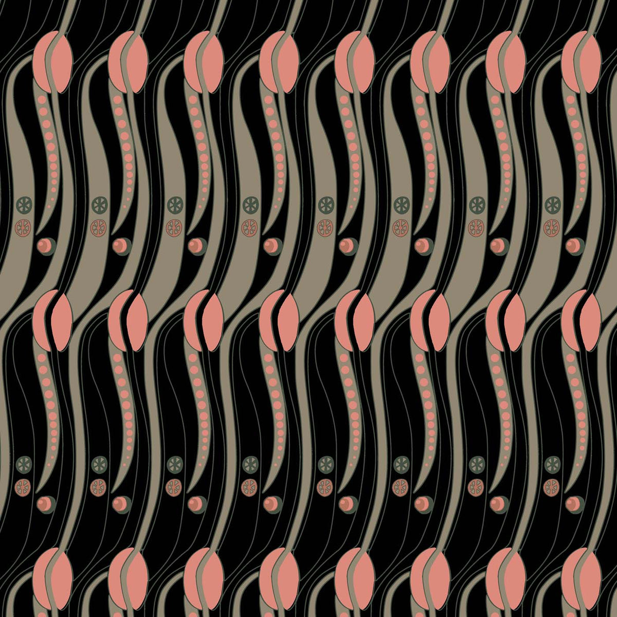 Charles Rennie Mackintosh Art Deco Fabric - Stylised Tulips Velvet