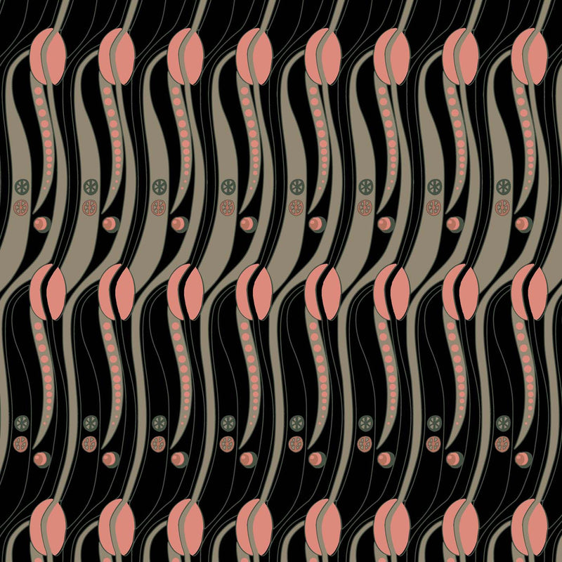 Charles Rennie Mackintosh Art Deco Fabric - Stylised Tulips Velvet