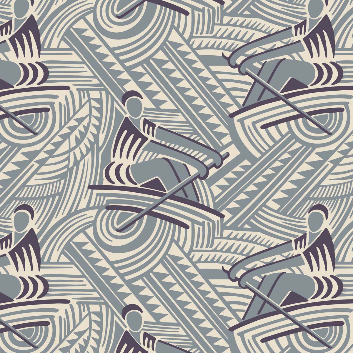 Rowers - A Soviet Deco Textile Design