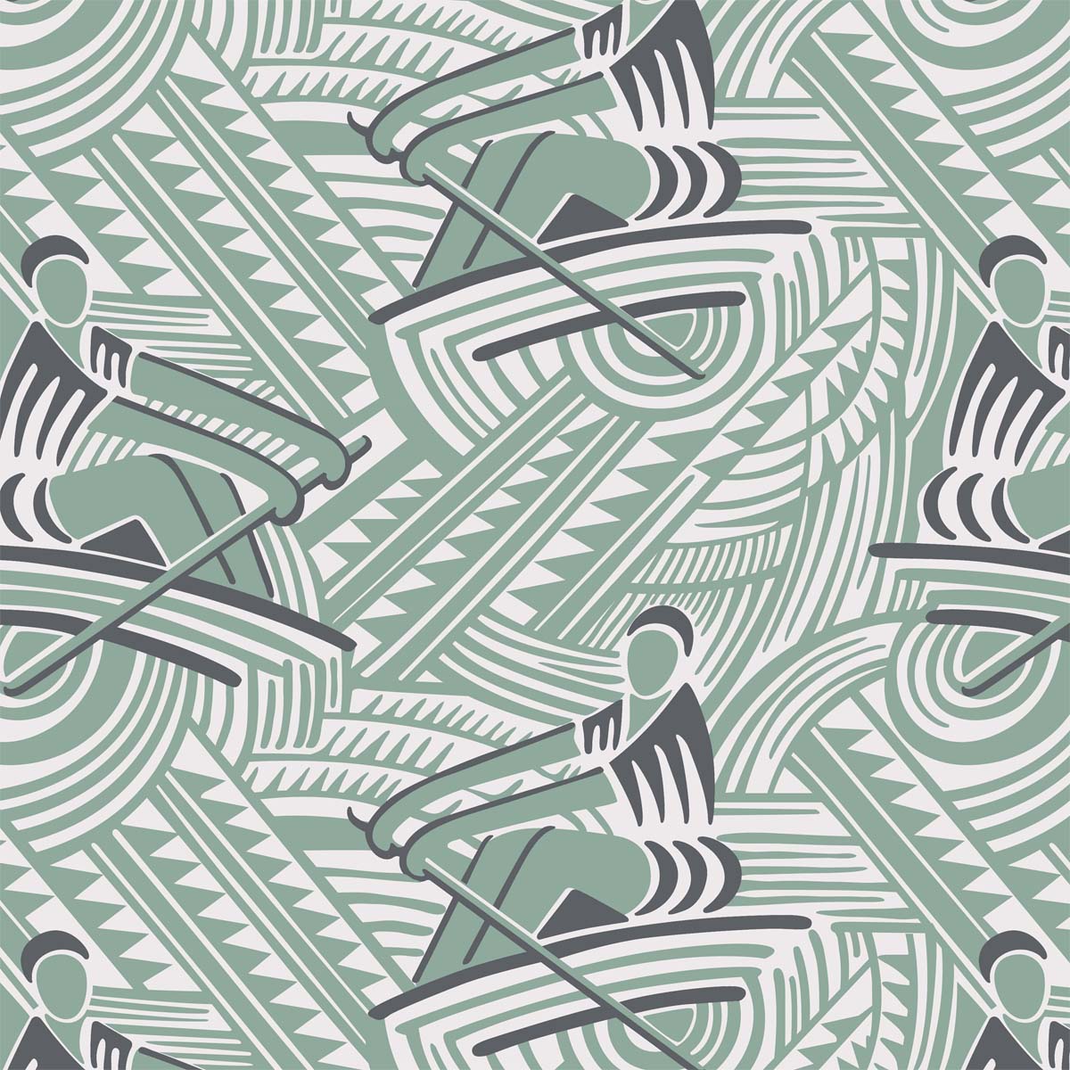 Rowers - A Soviet Deco Textile Design