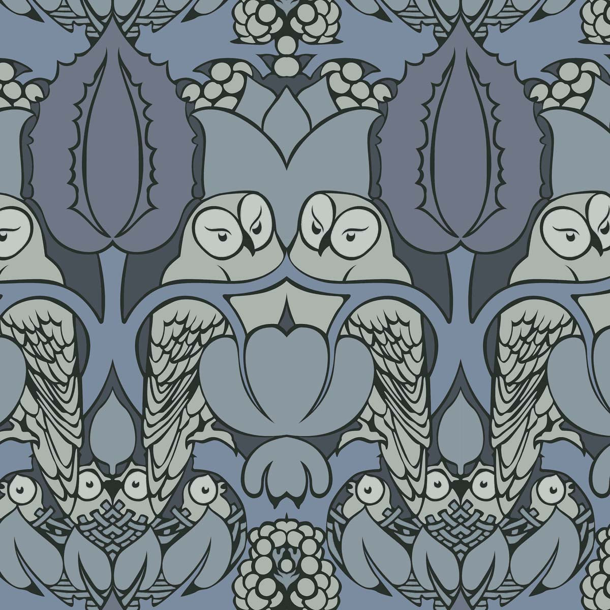Charles cfa voysey owl design velvet curtain upholstery fabric