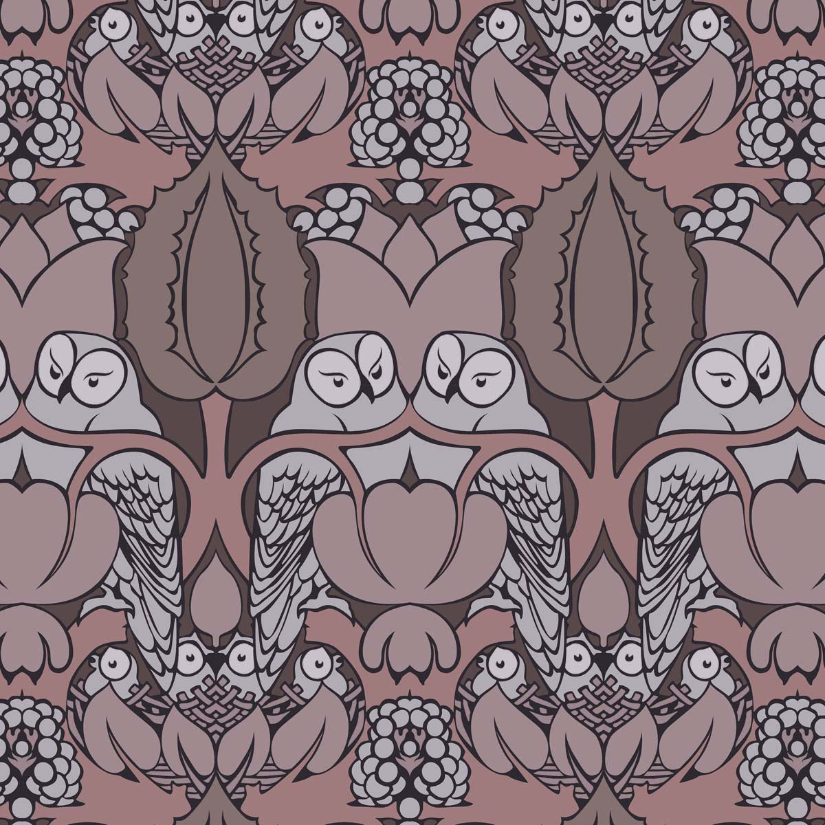 Charles cfa voysey owl design velvet curtain upholstery fabric