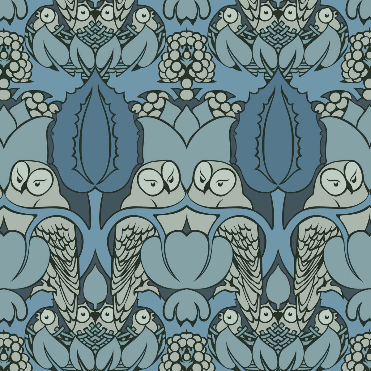 Charles cfa voysey owl design velvet curtain upholstery fabric