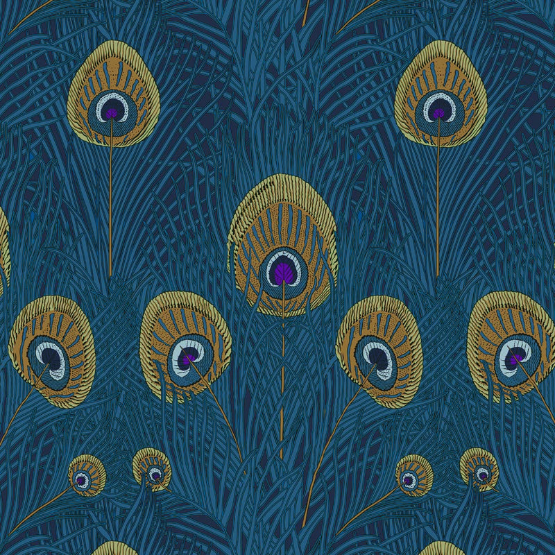 Peacock Plumes Feathers Print Fabric