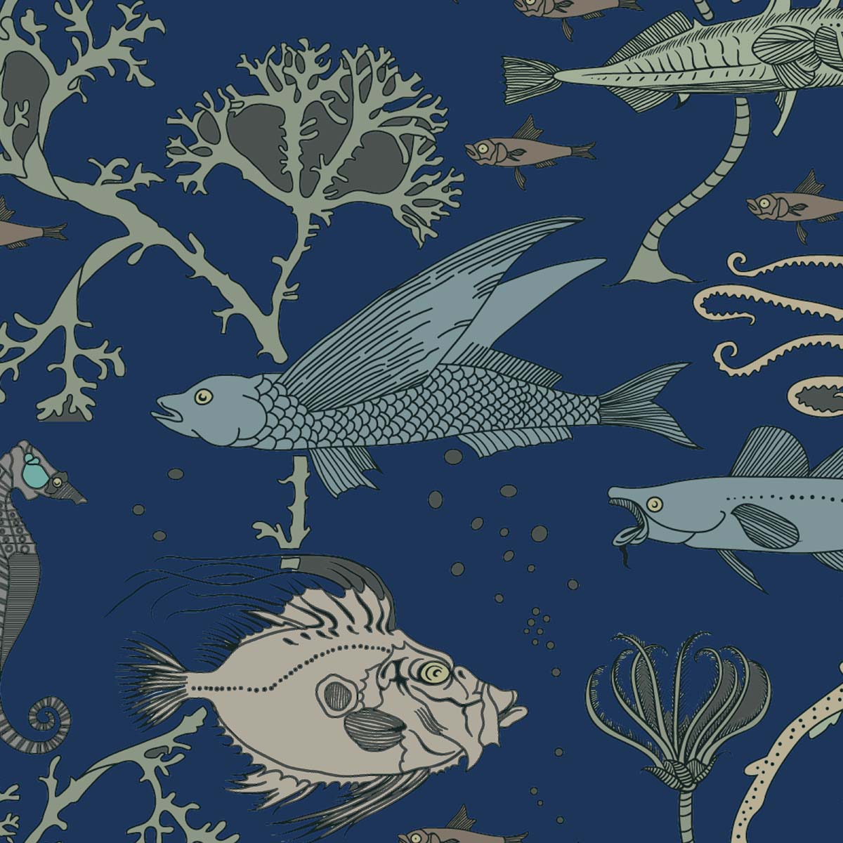 charles voysey fabric fish design