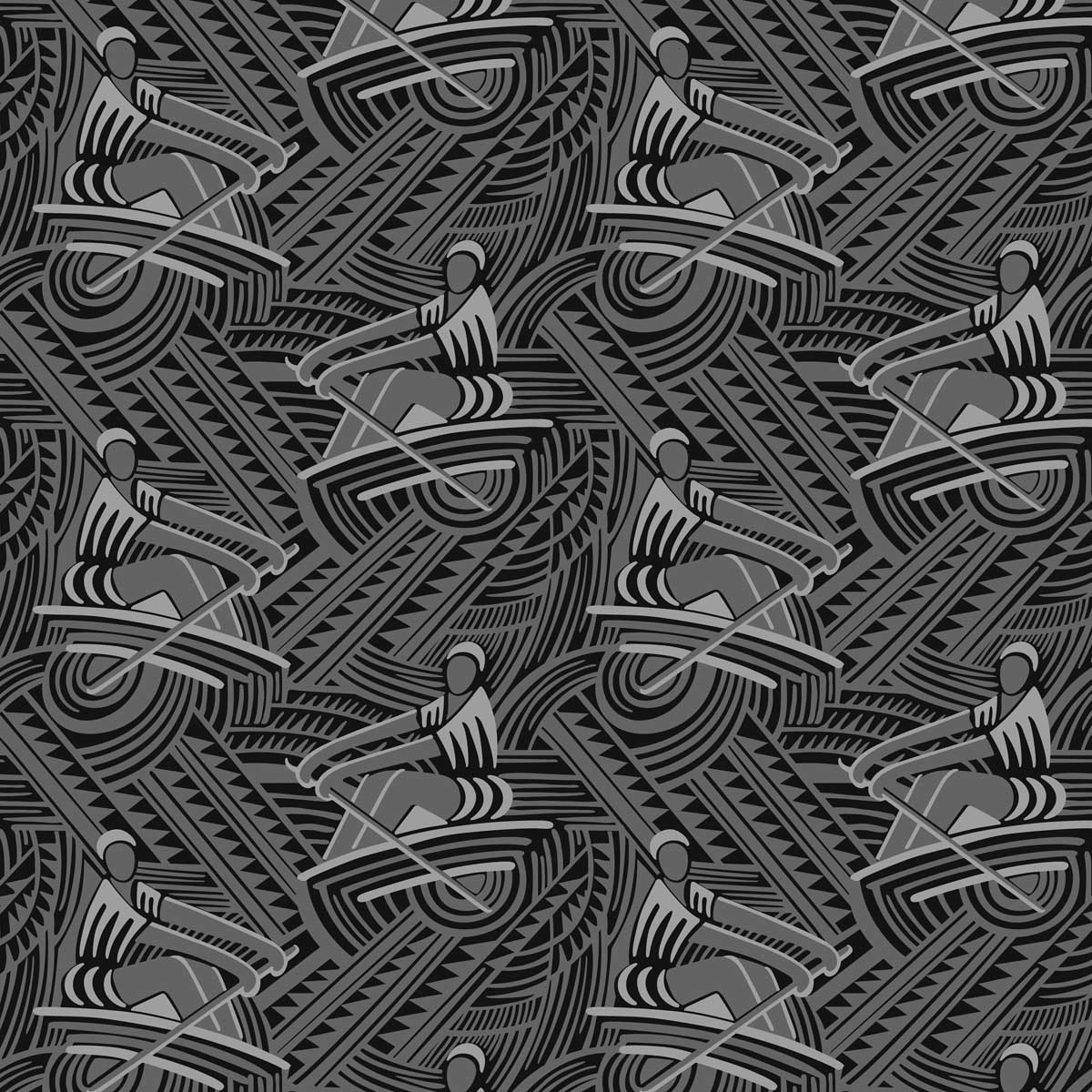 Rowers - A Soviet Deco Textile Design
