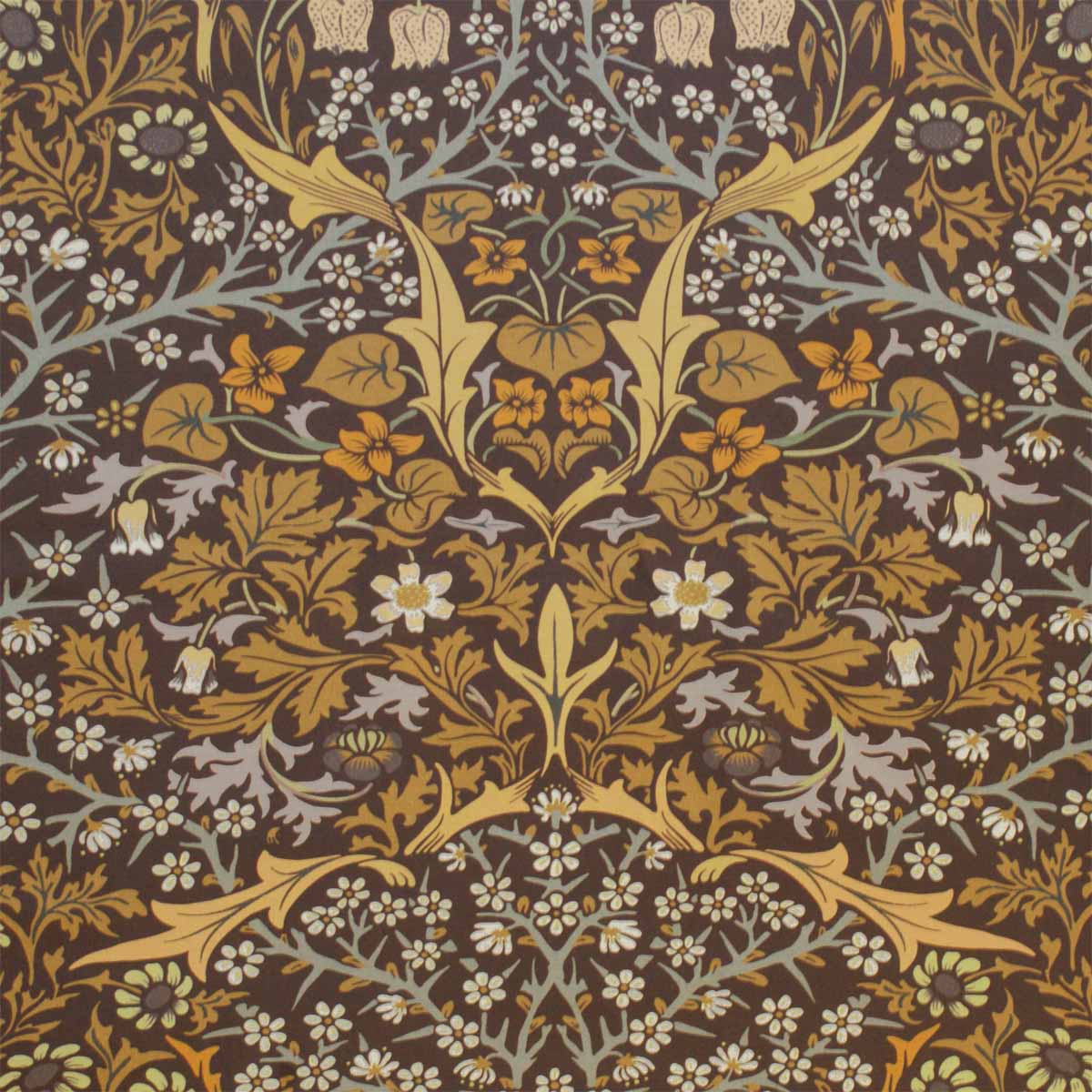 William Morris Designs Blackthorn Print Brown and Orange