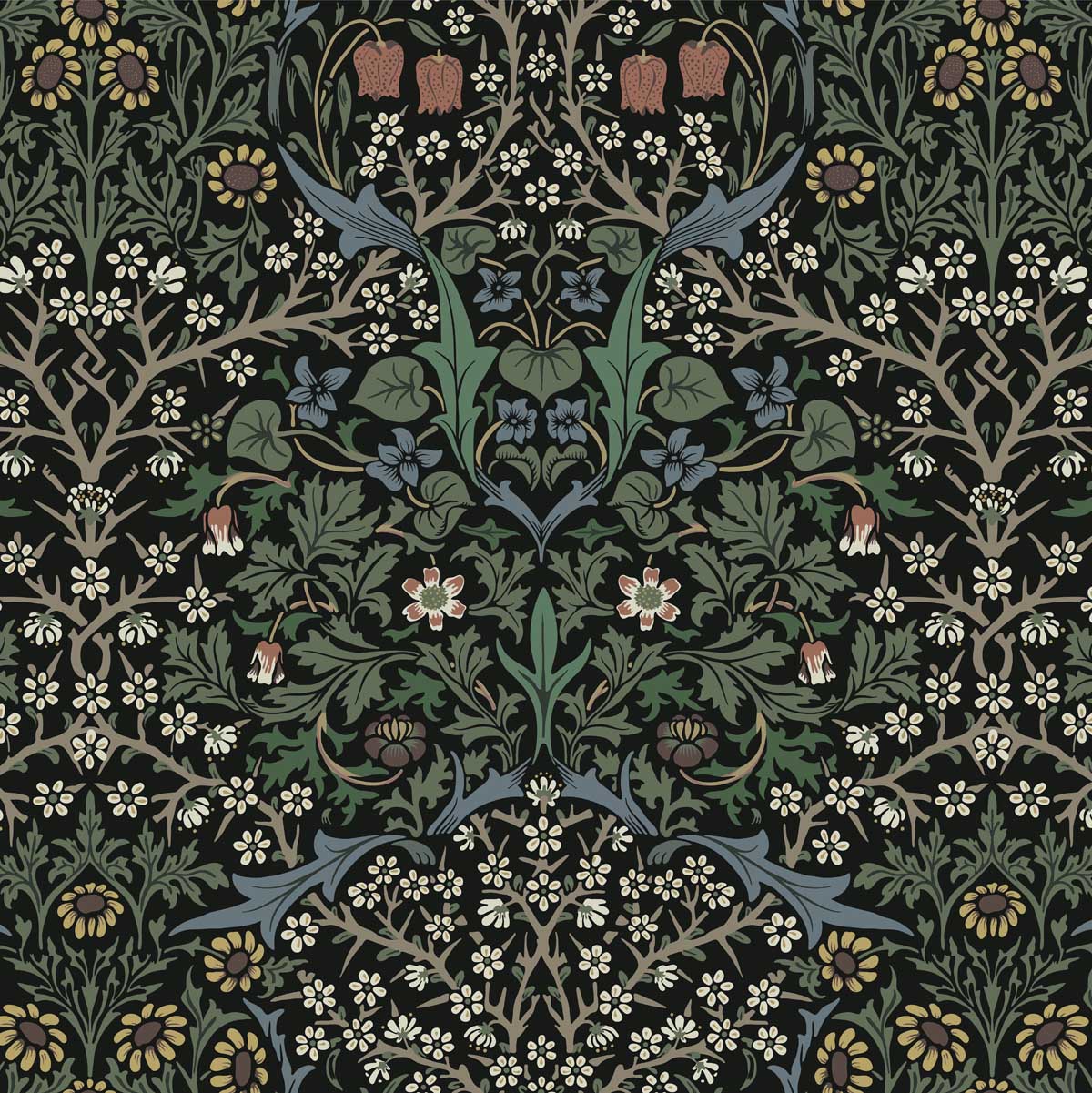 William Morris Blackthorn Velvet Curtain Upholstery Fabric