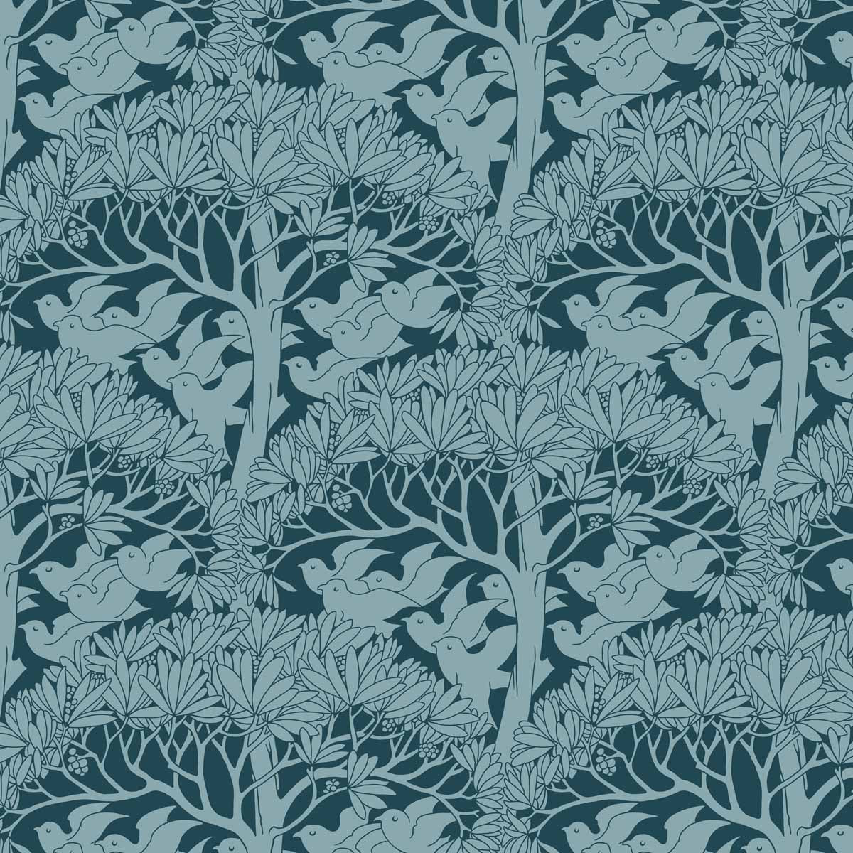 Charles Voysey The Savaric Cotton Linen Print Blue