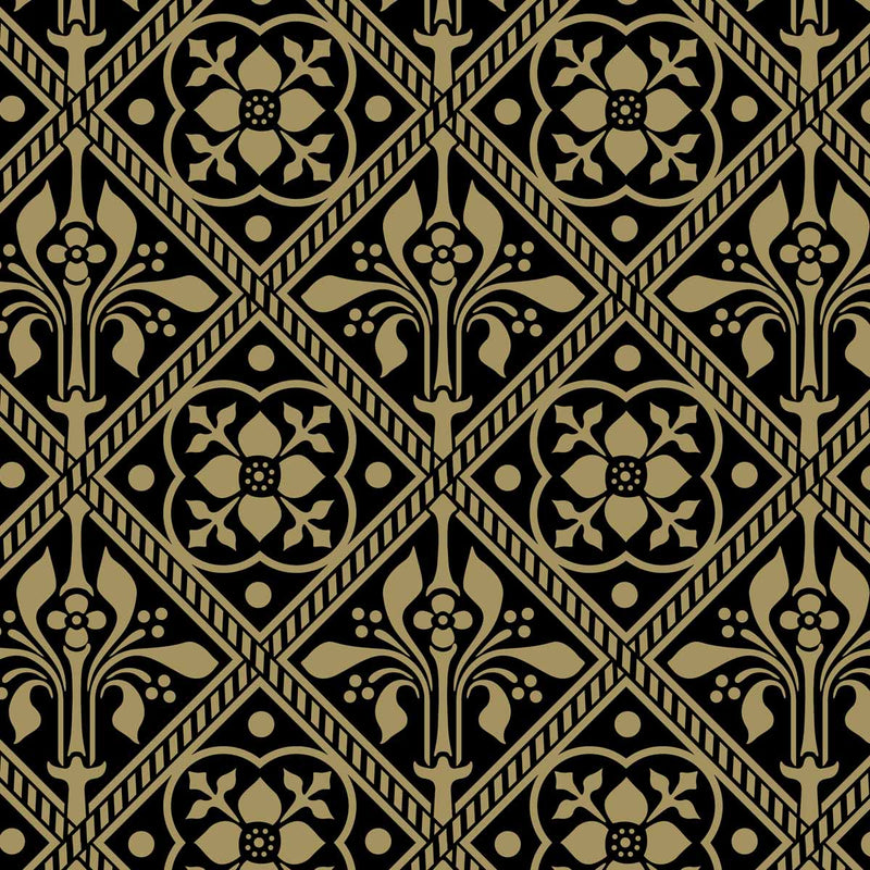 Augustus Pugin Trellis Fleur de Lys Curtain Upholstery Fabric