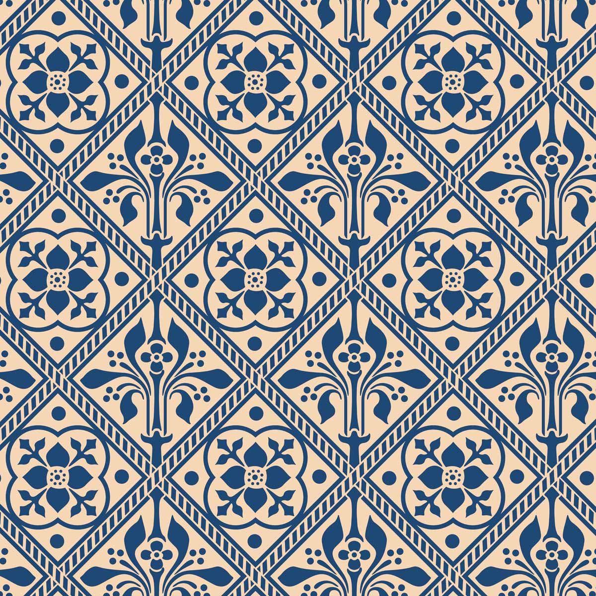 Augustus Pugin Trellis Fleur de Lys Curtain Upholstery Fabric