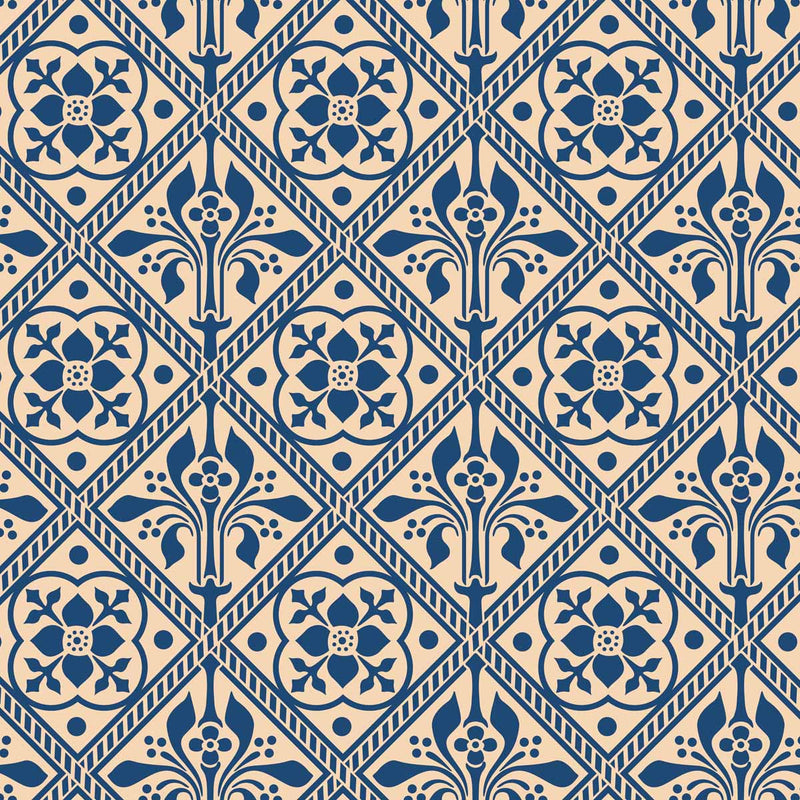 Augustus Pugin Trellis Fleur de Lys Curtain Upholstery Fabric
