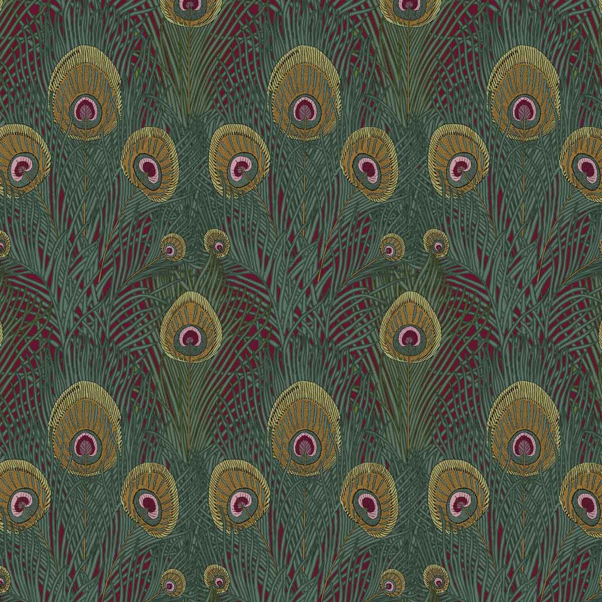 Christopher Dresser Arts and Crafts Art Nouveau Peacock Plumes Feathers velvet Fabric
