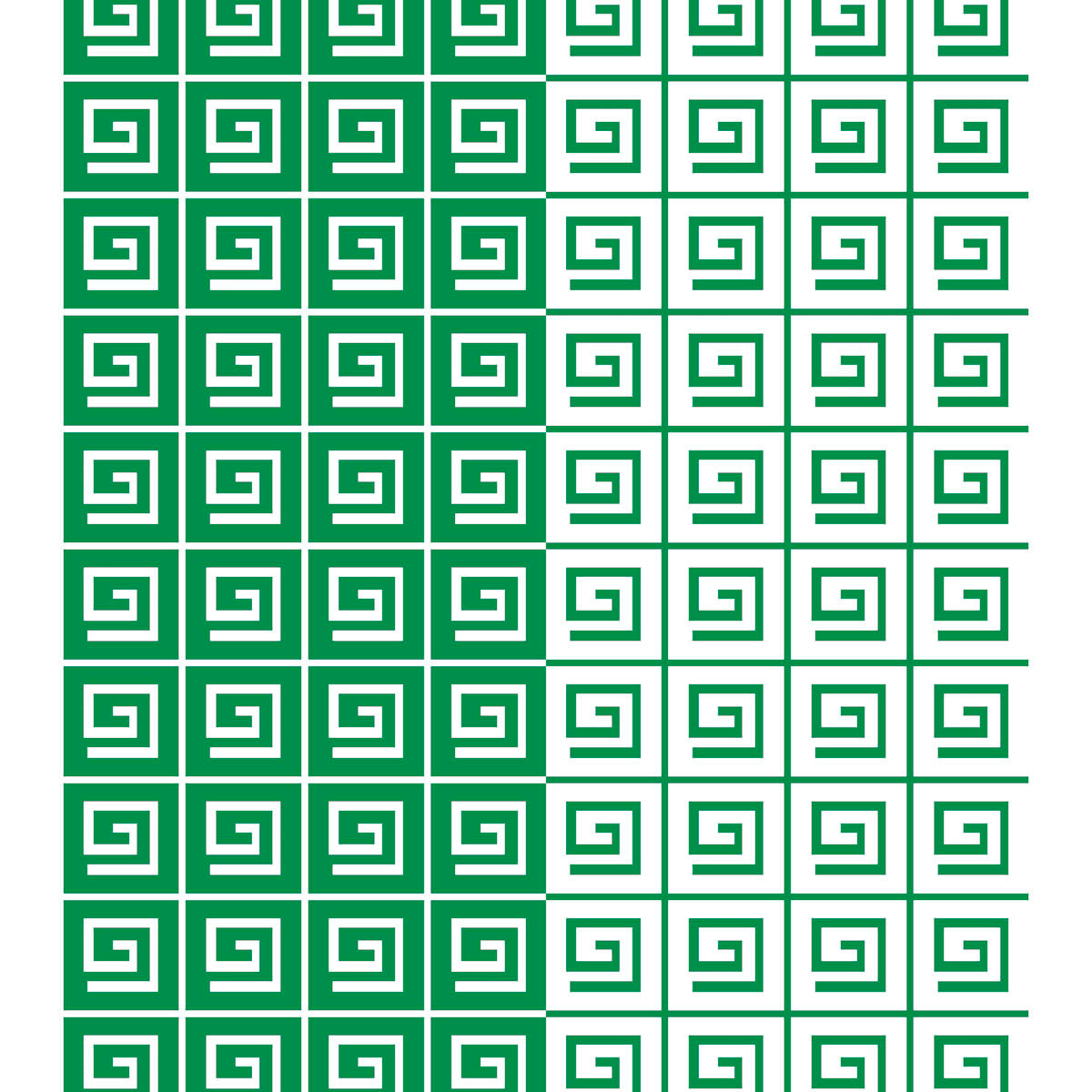 Greek Key Emerald Green Cotton Linen Print Fabric designed by Marguerita Mergentime