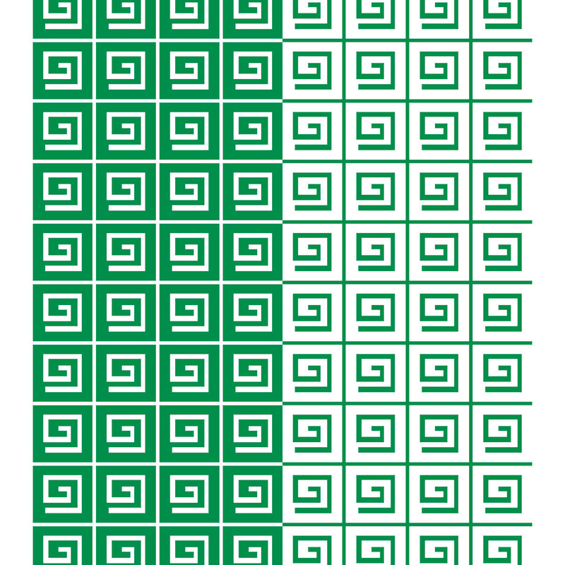 Greek Key Emerald Green Cotton Linen Print Fabric designed by Marguerita Mergentime