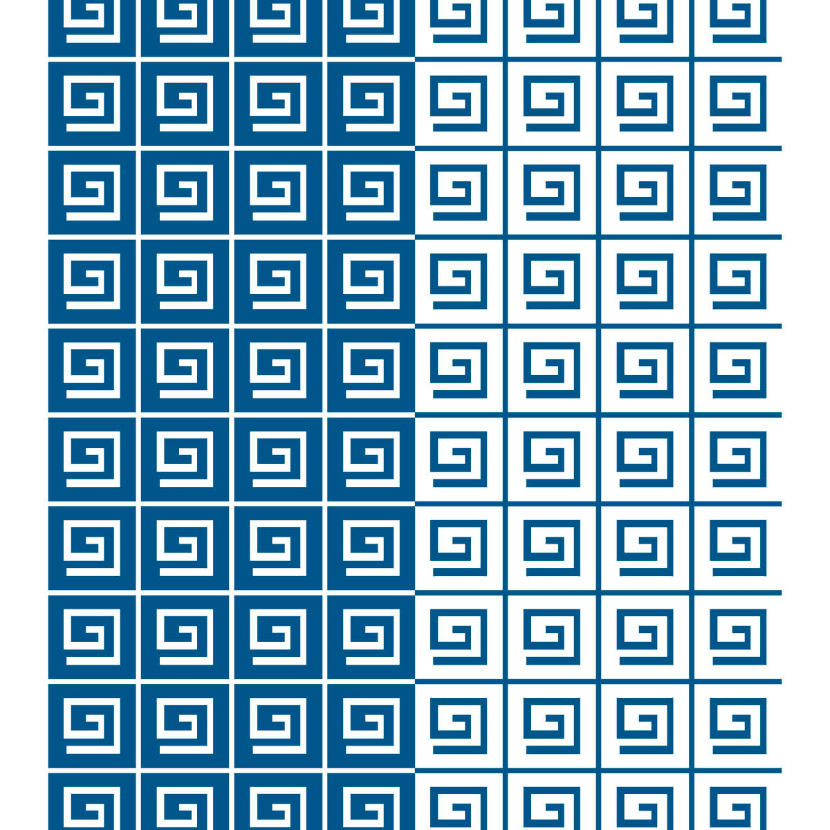 Greek Key Ocean Blue Cotton Linen Print Fabric designed by Marguerita Mergentime