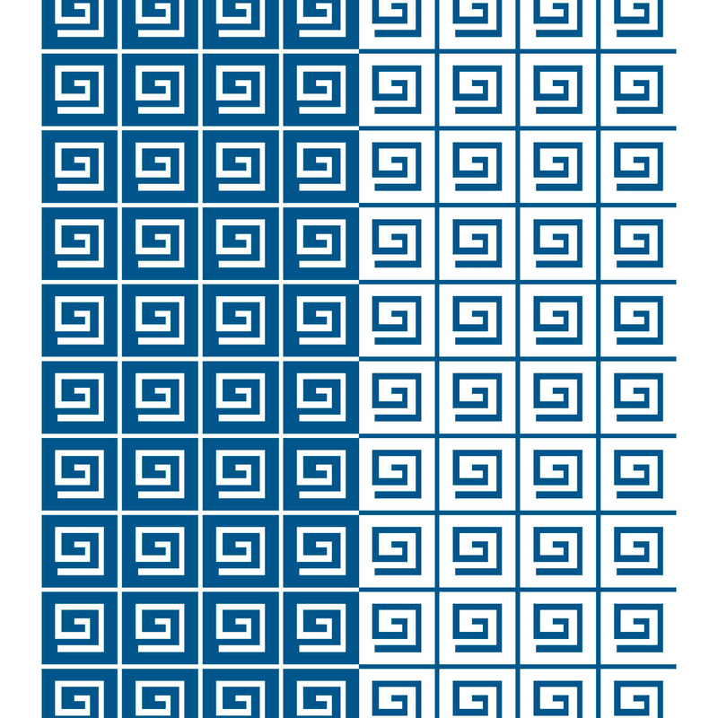 Greek Key Ocean Blue Cotton Linen Print Fabric designed by Marguerita Mergentime