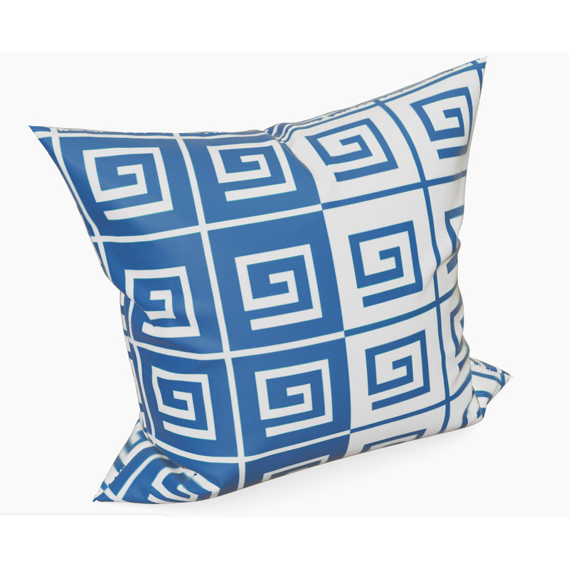 Greek Key Ocean Blue Cotton Linen Print Fabric designed by Marguerita Mergentime