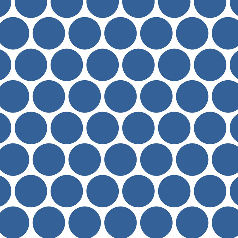 Food for Thought: Blue Dots Alone Cotton Linen Print Fabric designed by Marguerita Mergentime