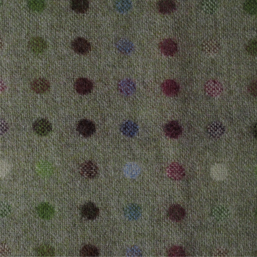 striped  green and multicoloured wool curtain and upholstery fabric - Camden Citrus Spot