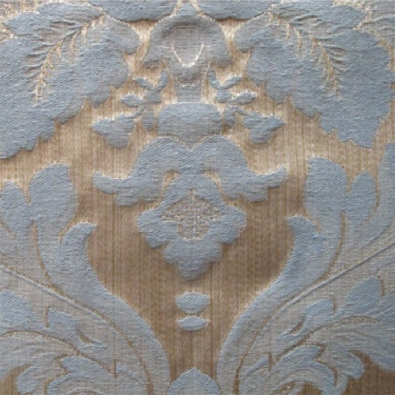 patterned Elegant duck egg blue and gold cotton print curtain and upholstery fabric - Porchester Duck Egg Large Regency Pattern