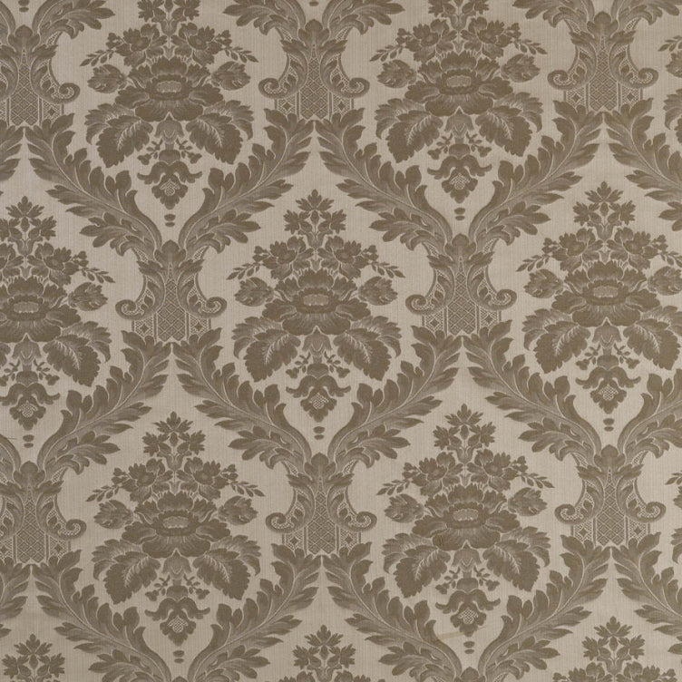 patterned Elegant green and cream cotton print curtain and upholstery fabric - Porchester Herb Large Regency Pattern