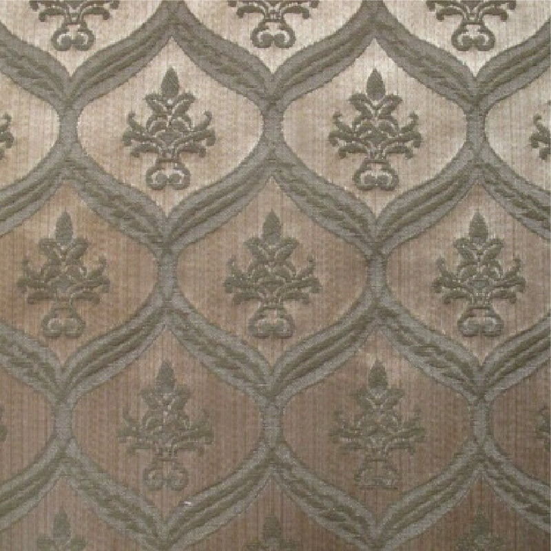 patterned Elegant green and cream cotton print curtain and upholstery fabric - Porchester Herb Regency Pattern