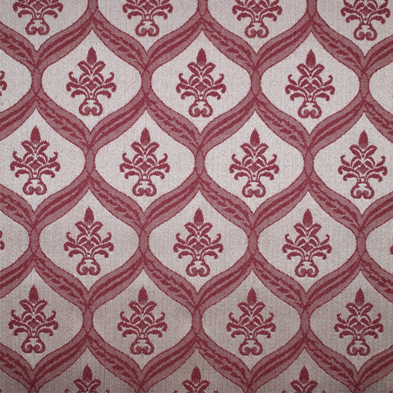 patterned Elegant red and pale gold cotton print curtain and upholstery fabric - Porchester Bordeaux Regency Pattern