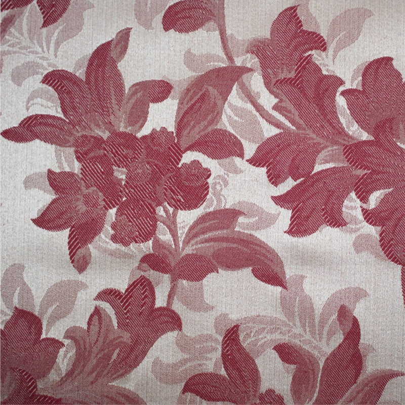 floral Elegant red and pale gold cotton print curtain and upholstery fabric - Porchester Bordeaux Regency Floral