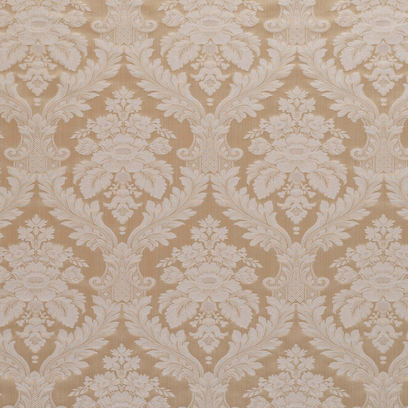 patterned Elegant cream and pale gold cotton print curtain and upholstery fabric - Porchester Chardonnay Large Regency Pattern