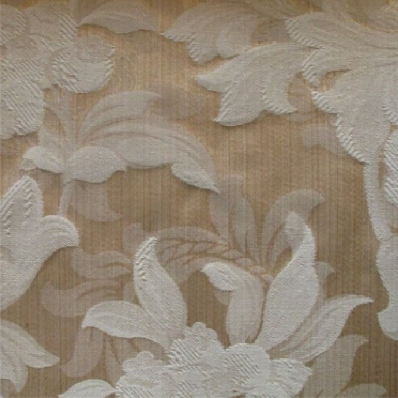 floral Elegant cream and pale gold cotton print curtain and upholstery fabric - Porchester Chardonnay Regency Floral
